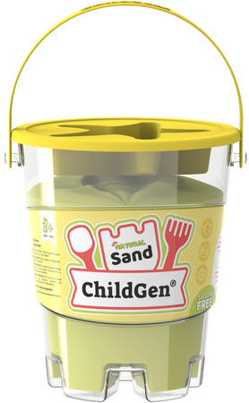 ChildGen, Piasek kinetyczny z foremką, 100% naturalny, 500g, kolor ŻÓŁTY, zapach brzoskwiniowy