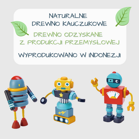 Drewniane roboty, zabawka konstrukcyjna, Tender Leaf Toys