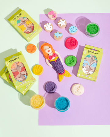 ChildGen, Zestaw drewniane stemple 6 szt. Morskie Zwierzęta