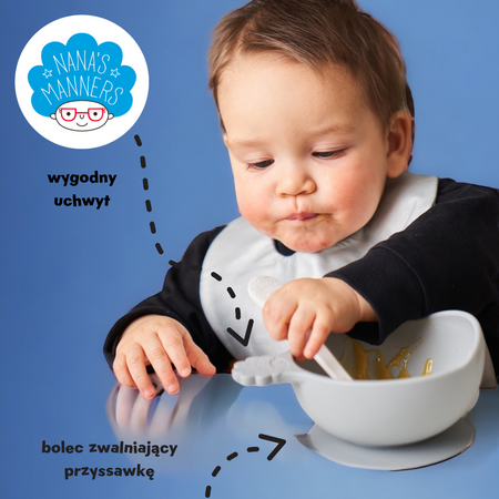 Nana's Manners GREY Miska silikonowa z przyssawką i uchwytem