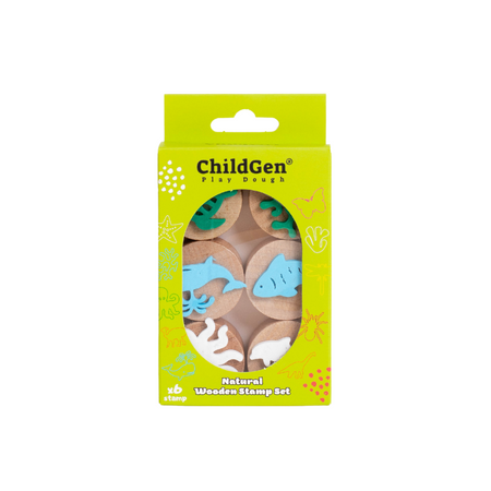 ChildGen, Zestaw drewniane stemple 6 szt. Morskie Zwierzęta
