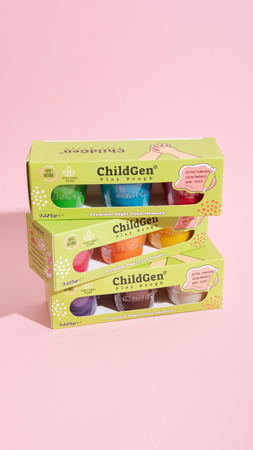 ChildGen, Naturalna ciastolina w słoiczkach - zestaw TRIO: Żółty, Różowy, Pomarańczowy