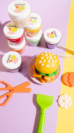 ChildGen, Naturalna ciastolina w słoiczkach - zestaw TRIO: Żółty, Różowy, Pomarańczowy